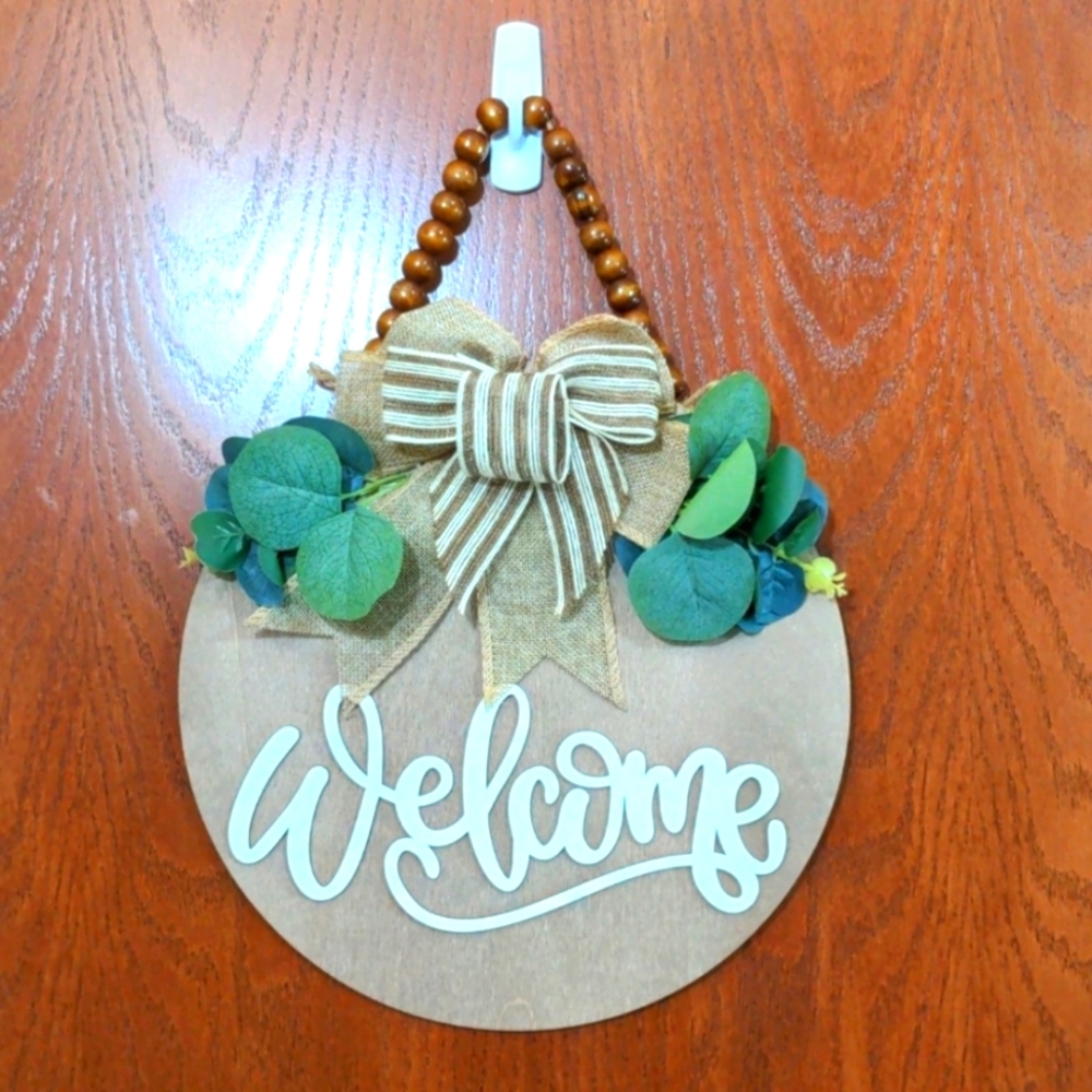 Wooden Welcome Sign for Front Door or Indoor Decoration/Nature Themed